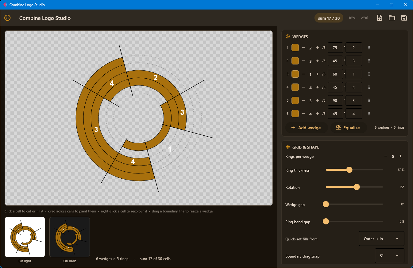 Combine Logo Studio with a city emblem canvas and editing controls